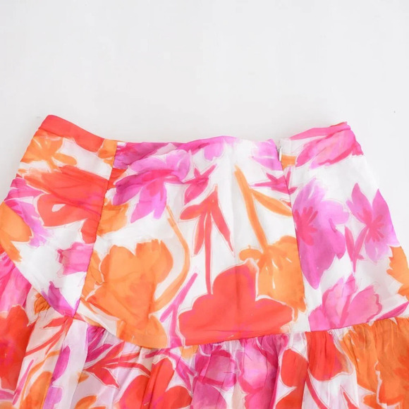 Milly Mira Paper Ruffled Floral Peony Mini Skirt In Orange Multi 8  NWT - Picture 14 of 14